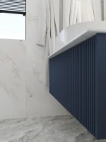 Тумба под раковину со столешницей La Fenice Terra 100 подвесная, синяя, столешница белый мрамор