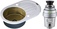 Комплект Мойка Zorg Inox Glass GL-7851-OV-WHITE-BRONZE белое стекло + Измельчитель Inox D
