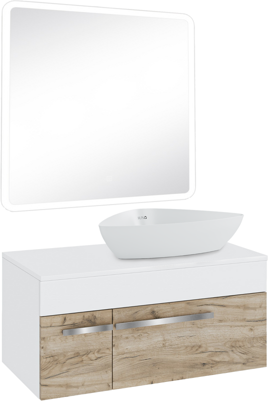 Мебель для ванной комнаты Runo Вудлайн 85 крафтовый дуб, раковина Terzo 60