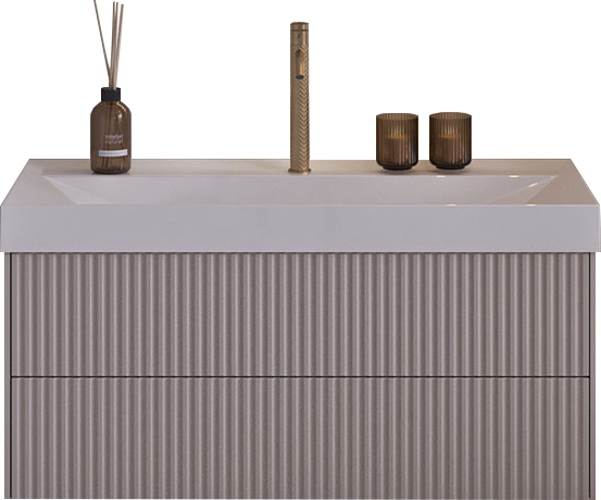 Тумба с раковиной Belux Сиртаки 100 подвесная, светлый миндаль матовый