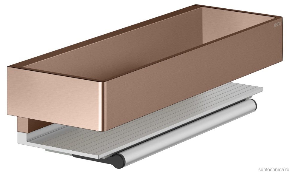 Полка Keuco Edition 11 11159 со стеклоочистителем, красное золото шлифованное, алюминий серебристый анодированный