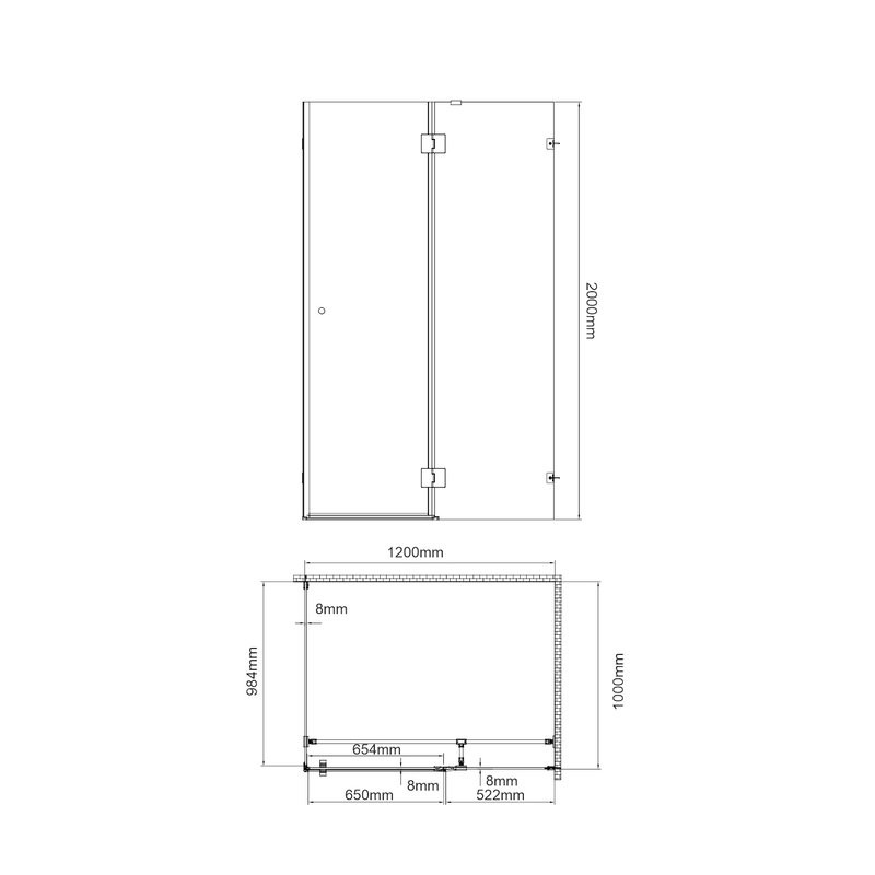 Душевой уголок Wasserkraft Paar 88H10R-TXG 120х100 см, стекло текстурное, фурнитура розовое золото