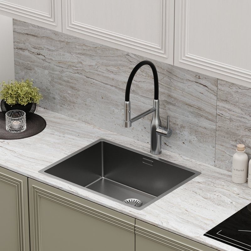 Смеситель для кухни Sancos Pride SC4011BNG с гибким изливом, нержавеющая сталь
