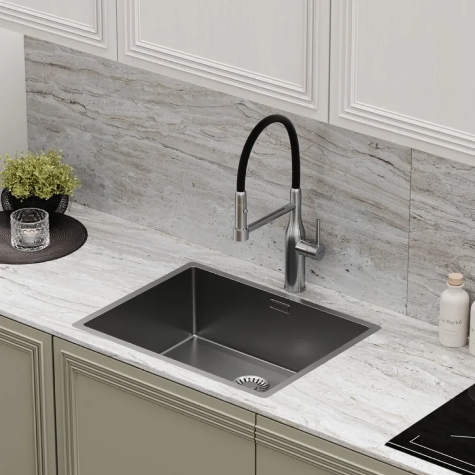 Смеситель для кухни Sancos Pride SC4011BNG с гибким изливом, нержавеющая сталь