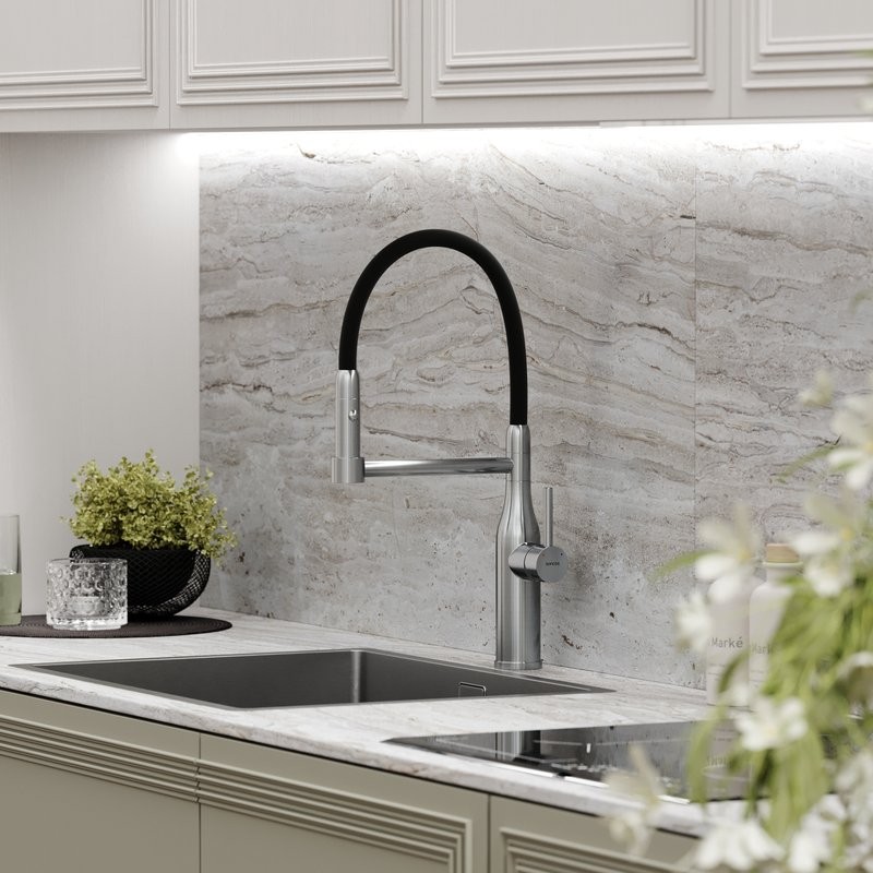 Смеситель для кухни Sancos Pride SC4011BNG с гибким изливом, нержавеющая сталь