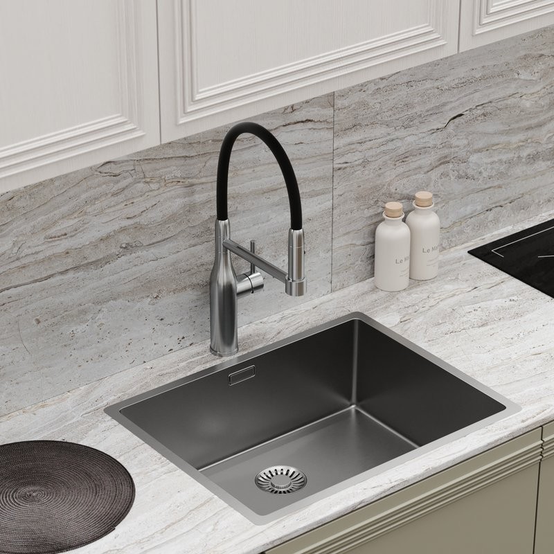 Смеситель для кухни Sancos Pride SC4011BNG с гибким изливом, нержавеющая сталь