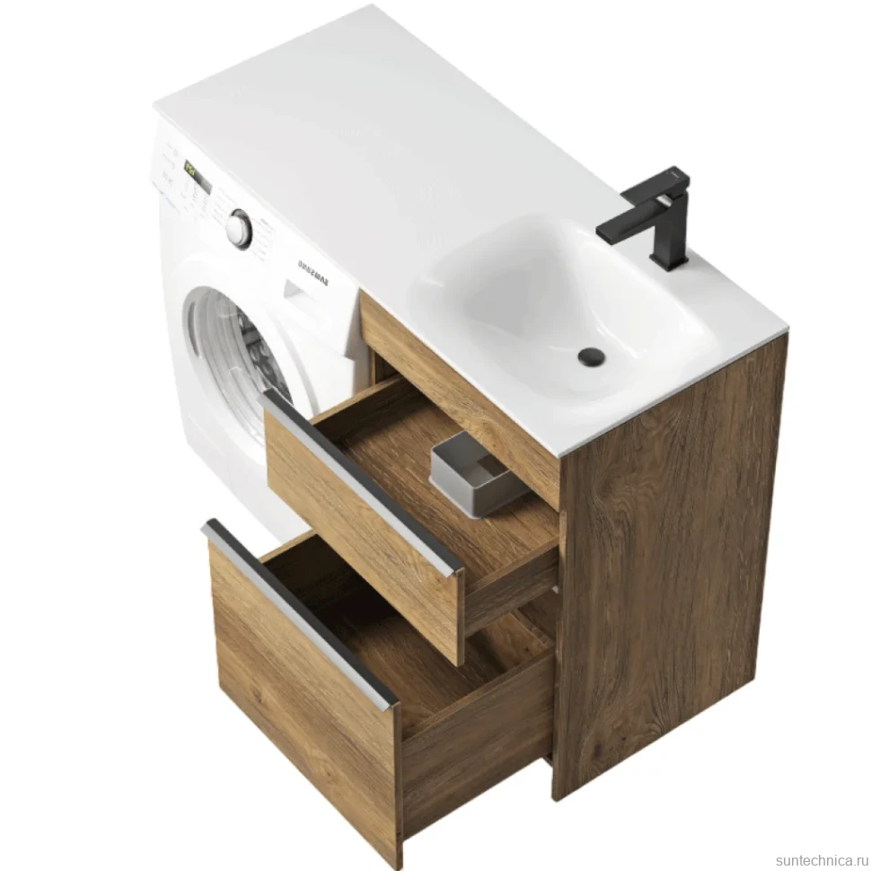 Мебель для ванной комнаты Aqwella Terra 53 R напольная, под стиральную машину, дуб балтийский