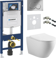 Комплект Унитаз подвесной Vincea Esse + Крепления Geberit Duofix 111.815.00.1 к стене + Звукоизоляция + Инсталляция UP 320 111.300.00.5 + Кнопка Sigma 01 115.770.21.5 хром