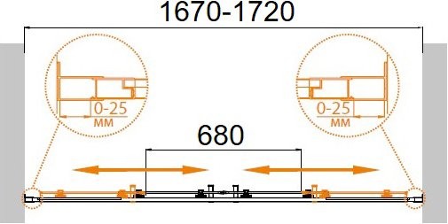 Душевая дверь в нишу Cezares Molveno BF 2 170 P Cr