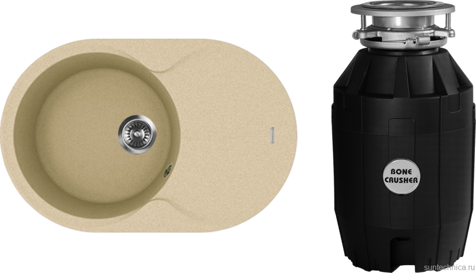 Комплект Мойка Florentina Лацио 780 бежевая + Измельчитель Bone Crusher BC 810-AS