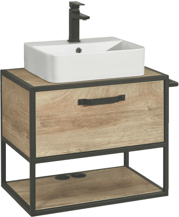 Тумба с раковиной AQUATON Лофт Фабрик 65 дуб эндгрейн со столешницей
