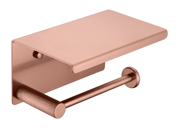 Держатель для туалетной бумаги Boheme Uno 10971-CB с полкой для телефона, copper brushed