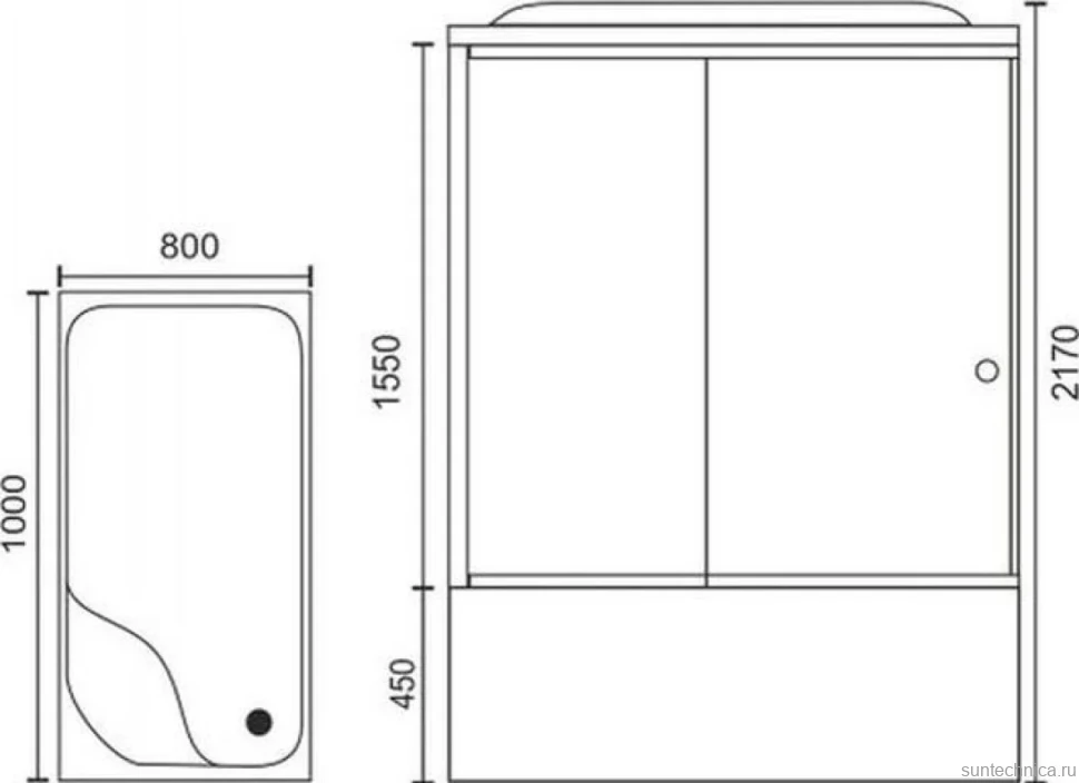 Душевая кабина Royal Bath BP RB8100BP2-T-L с высоким поддоном, с сиденьем
