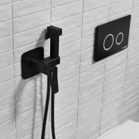 Гигиенический душ Wasserkraft Nuthe 9138 со смесителем, С ВНУТРЕННЕЙ ЧАСТЬЮ, черный soft-touch
