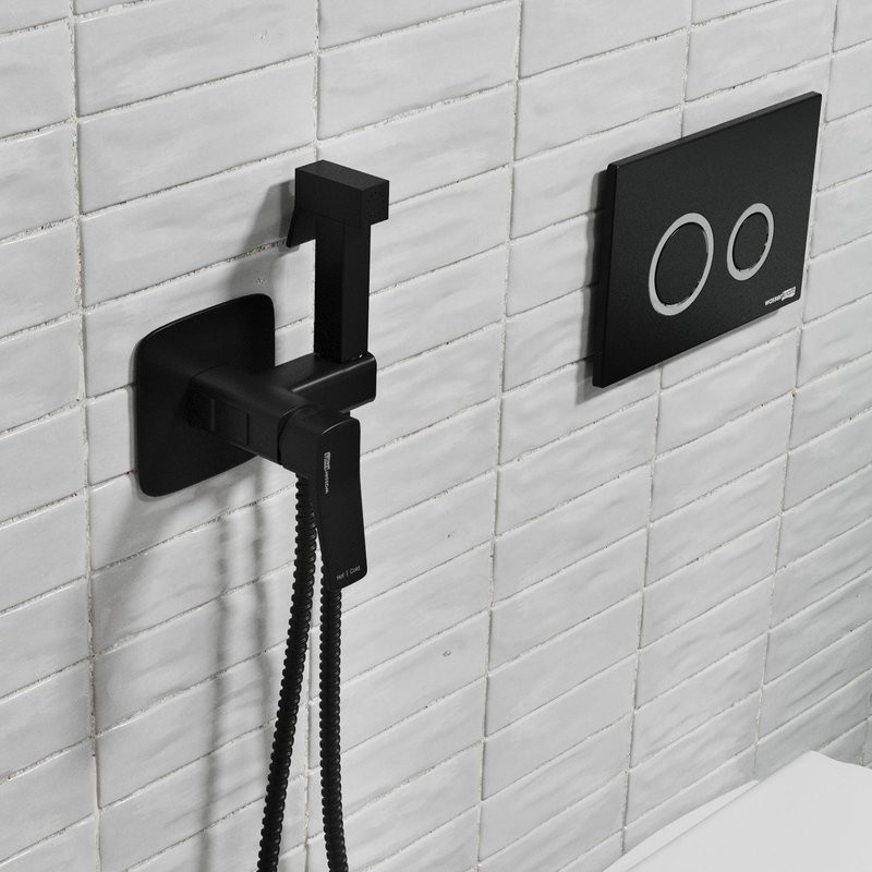 Гигиенический душ Wasserkraft Nuthe 9138 со смесителем, С ВНУТРЕННЕЙ ЧАСТЬЮ, черный soft-touch