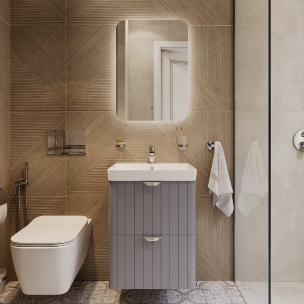 Мебель для ванной комнаты STWORKI Ларвик 50 серая матовая