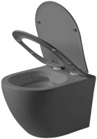 Комплект Унитаз подвесной Bauedge Dream BL0001-DG безободковый, с микролифтом, матовый темно-серый + Инсталляция Ideal + Кнопка Strike черная матовая