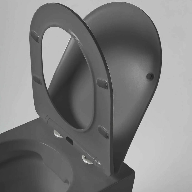 Комплект Унитаз подвесной Bauedge Dream BL0001-DG безободковый, с микролифтом, матовый темно-серый + Инсталляция Ideal + Кнопка Strike черная матовая