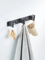 Крючки для ванной и кухни / планка с 3 крючками Shevanik SG5731H, черный Крючки для ванной и кухни / планка с 3 крючками Shevanik SG5731H, черный