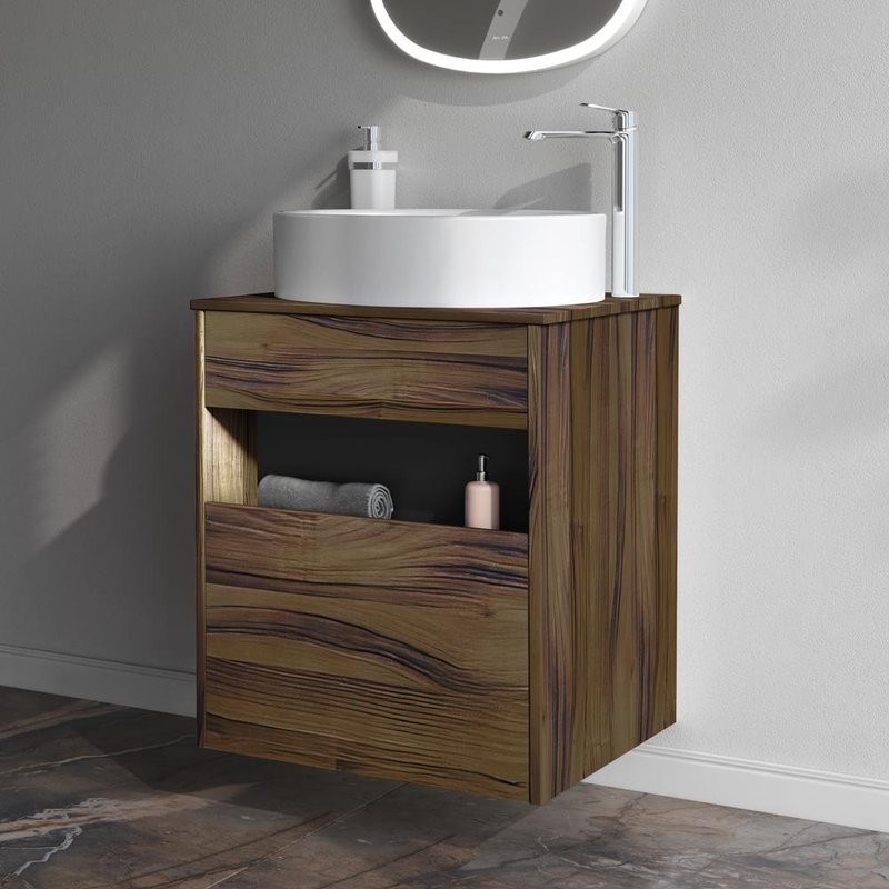 Тумба с раковиной AM.PM Func 60 дуб крафт, со столешницей, раковина M8FWCC20550WG