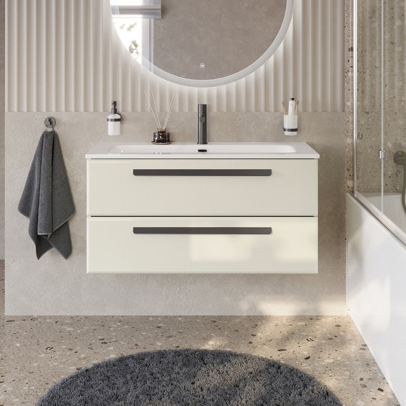 Тумба под раковину без столешницы Cezares Eco Cer-N 100 брашированная альпака, ручки серые