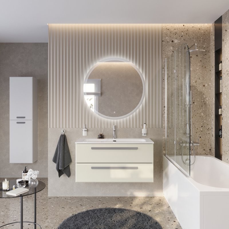 Тумба под раковину без столешницы Cezares Eco Cer-N 100 брашированная альпака, ручки серые