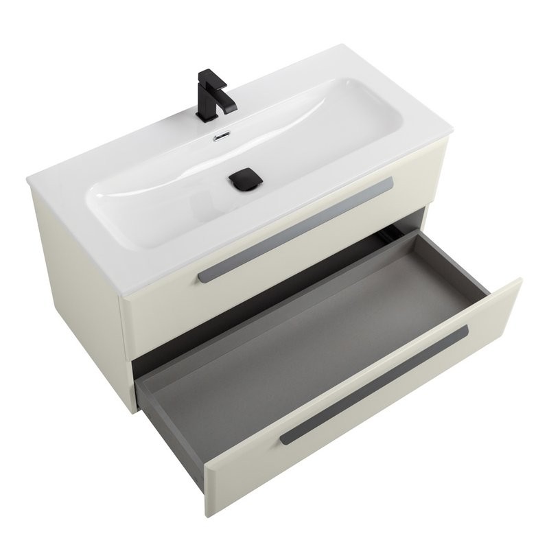 Тумба под раковину без столешницы Cezares Eco Cer-N 100 брашированная альпака, ручки серые