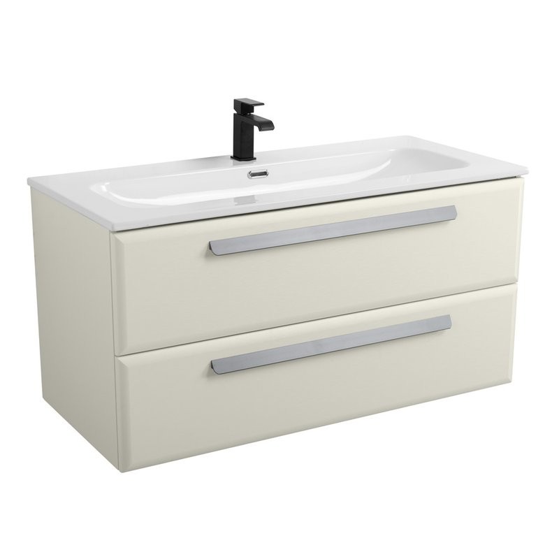 Тумба под раковину без столешницы Cezares Eco Cer-N 100 брашированная альпака, ручки серые