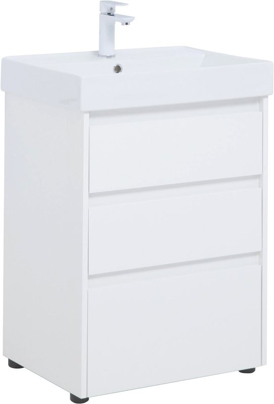 Мебель для ванной комнаты Aquanet Nova Lite 60 напольная, белая, 3 ящика