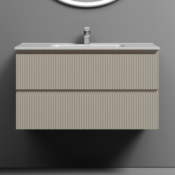 Тумба с раковиной Sancos Snob T 90 beige soft, раковина CN7002