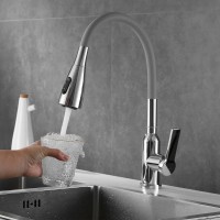 Смеситель для кухни Shevanik S843-9 с гибким изливом, хром, серый
