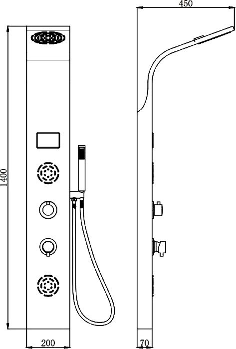 Душевая панель beWash BV4TMSP9776 с термостатическим смесителем, матовый хром