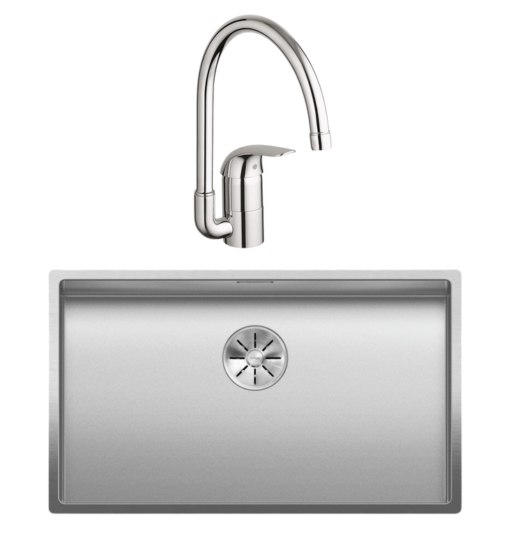 Комплект Мойка Blanco Claron 700-U матовая + Смеситель Grohe Euroeco