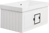 Тумба с раковиной La Fenice Cubo 80 белая, ручка черная