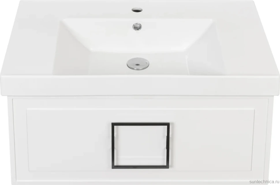 Тумба с раковиной La Fenice Cubo 80 белая, ручка черная