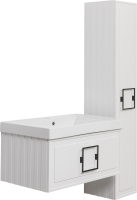 Тумба с раковиной La Fenice Cubo 80 белая, ручка черная