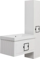 Тумба с раковиной La Fenice Cubo 80 белая, ручка черная