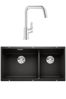 Комплект Мойка Blanco Subline 480/320-U черная + Смеситель Grohe Eurosmart Комплект Мойка Blanco Subline 480/320-U черная + Смеситель Grohe Eurosmart
