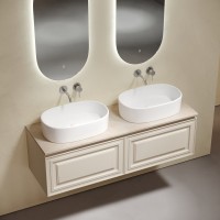 Тумба с раковиной Sancos Very 140 beige soft, столешница бежевая TT140A2, раковина CN6075