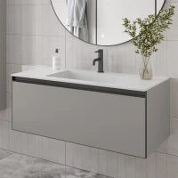 Тумба с раковиной Armadi Art Quatro 1 100 luna, профиль anthracite, с раковиной white