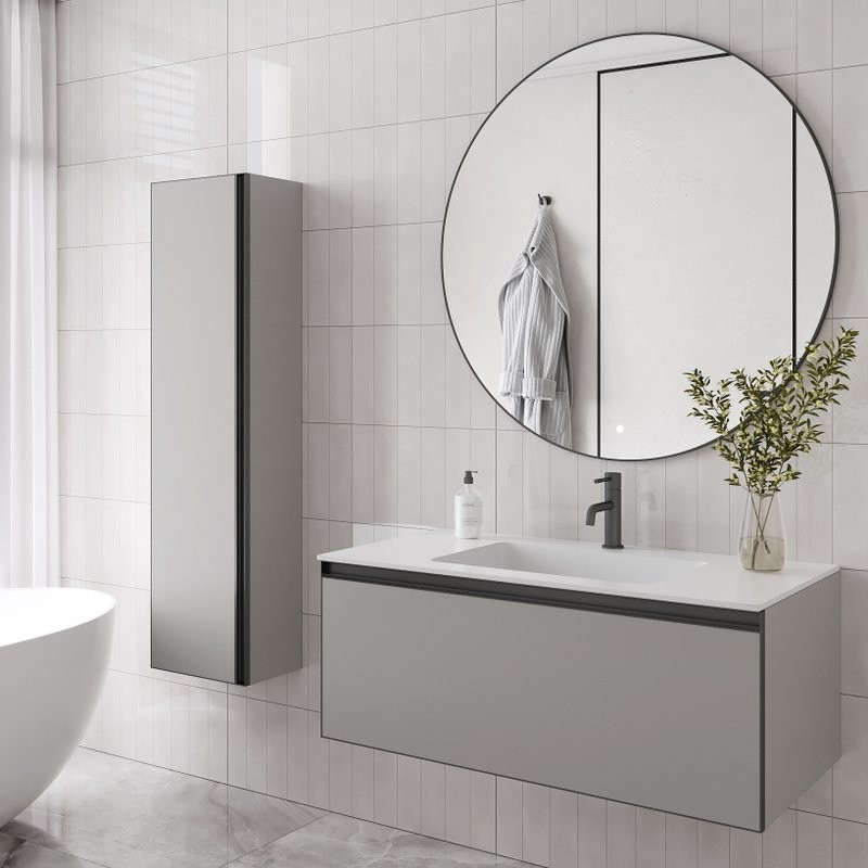 Тумба с раковиной Armadi Art Quatro 1 100 luna, профиль anthracite, с раковиной white