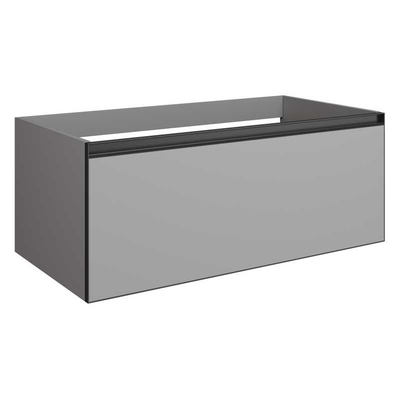 Тумба с раковиной Armadi Art Quatro 1 100 luna, профиль anthracite, с раковиной white