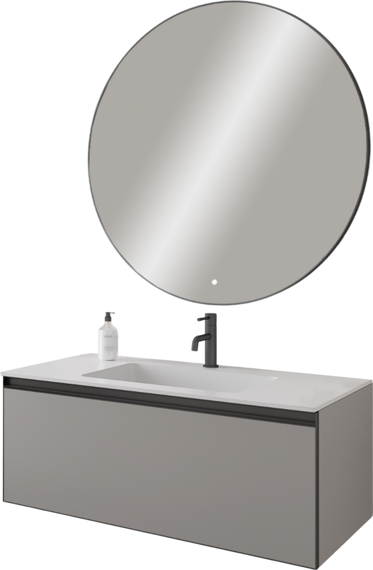 Тумба с раковиной Armadi Art Quatro 1 100 luna, профиль anthracite, с раковиной white