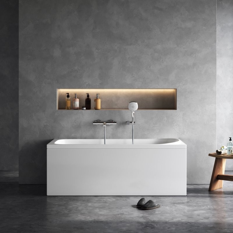 Акриловая ванна AM.PM Sense 160x70 см, пристенная, белая, с каркасом