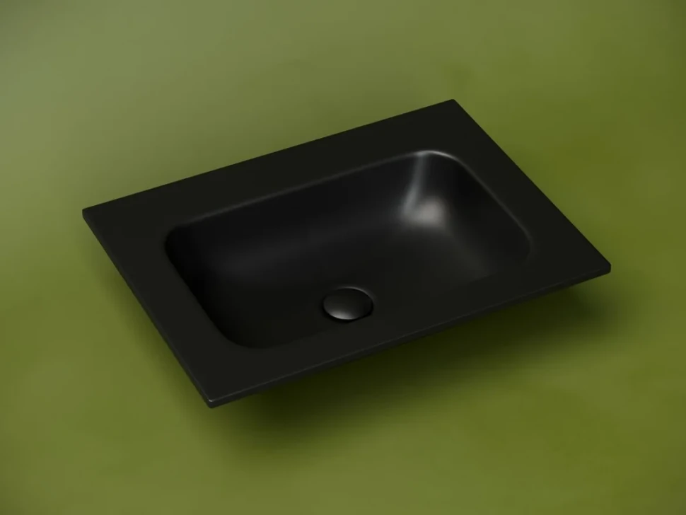 Накладная раковина Ceramicanova Grace прямоугольная без отверстия под смеситель черная матовая 61 см CN7011MBwx