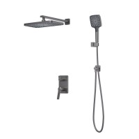 Душевая система скрытого монтажа с тропическим и ручным душем, матовый графит, IDDIS, Parker, PARGM02i67