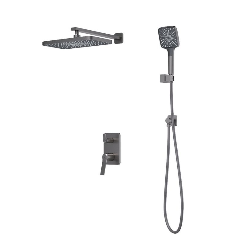 Душевая система скрытого монтажа с тропическим и ручным душем, матовый графит, IDDIS, Parker, PARGM02i67