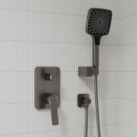 Душевая система скрытого монтажа с тропическим и ручным душем, матовый графит, IDDIS, Parker, PARGM02i67