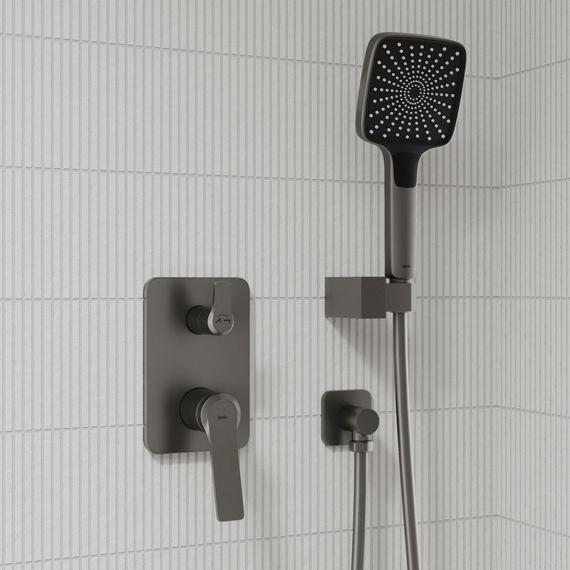 Душевая система скрытого монтажа с тропическим и ручным душем, матовый графит, IDDIS, Parker, PARGM02i67