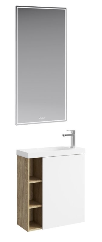 Мебель для ванной комнаты Aqwella Alba 60 R, подвесная, дуб давос, матовая белая